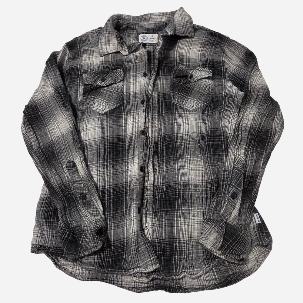 Hurley Women's Black & Grey Flannel Shirt Classic long-sleeve plaid